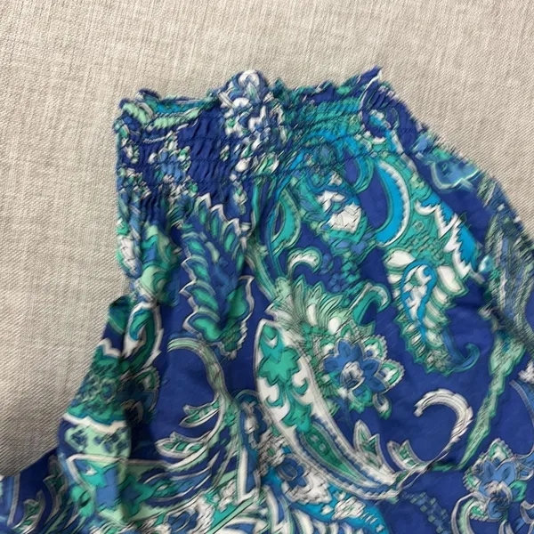 Lauren Ralph Lauren Blouse Womens M Blue‎ Off The Shoulder Ruffle Paisley - Image 7