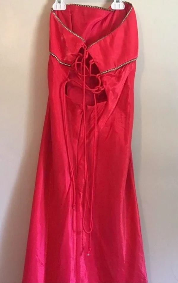 Jump Red Strapless Prom Dress - Image 2