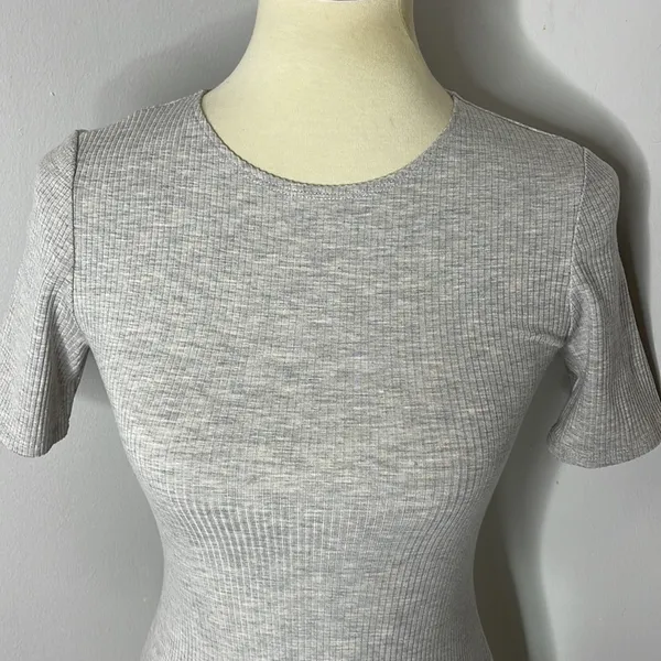 Reformation Jeans Gray Ribbed Mini Dress Shirt Dress Kendy Knit Dress‎ - Image 6