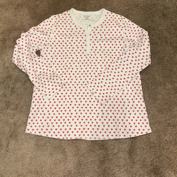 Roller Rabbit Preppy Pink Hearts m Cotton Pants and Henley Pajamas Set XS - Image 4