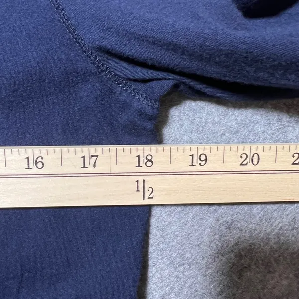 Lauren Ralph Lauren Navy Blue V-Neck Long Sleeve Cotton Top RL Monogram Size M - Image 4