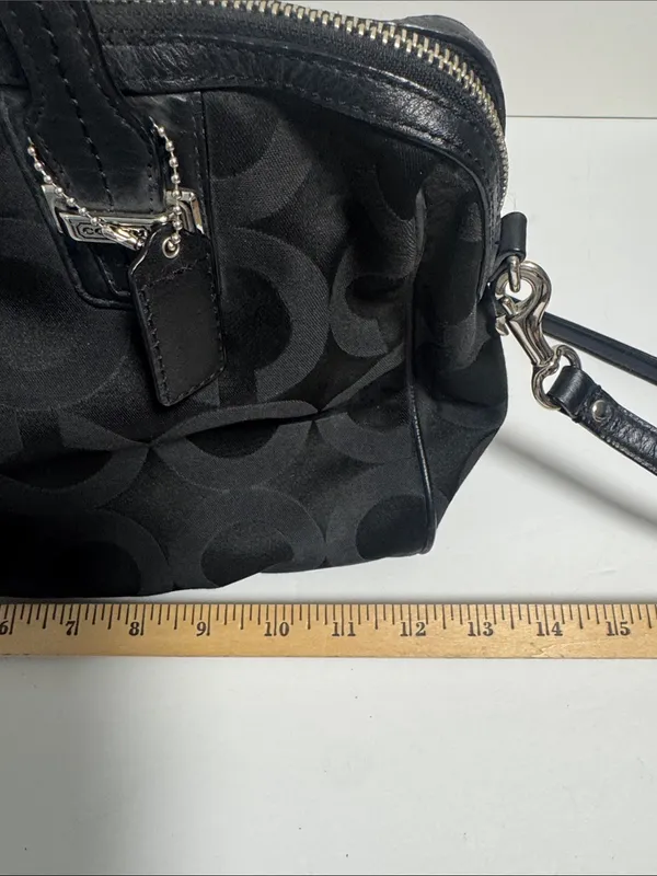 Coach Black Op Art Taylor Signature Satchel with Silver Hardware Crossbody - Image 9