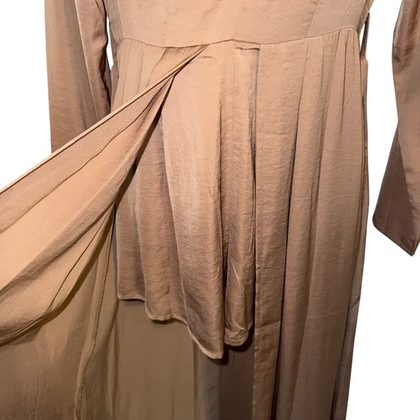SELFIE LESLIE Rose Dust Pink L/S Maxi Romper Dress with Tie NWT ‎ Size Large - Image 6