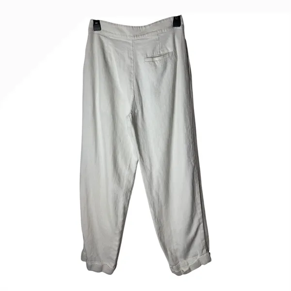 Oak + Fort Pants Women 4‎ Ivory Linen Blend Pleated Crossover High Waist Preppy - Image 2