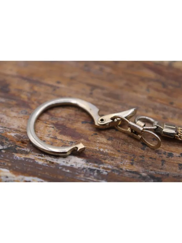 Turquoise Nugget Keychain With Gold-Tone Ring & Mesh Chain Unique Handmade Gift - Image 6