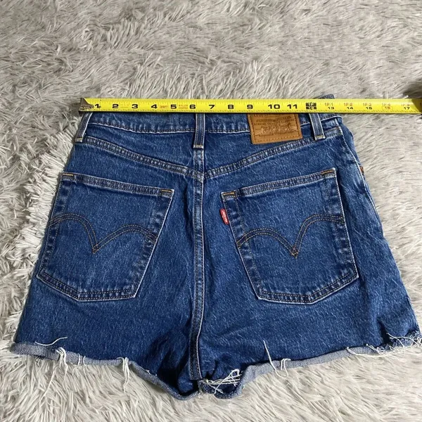 Levi's Ribcage Shorts Womens 27 Blue High Waist Button Fly Denim Spring Summer - Image 6