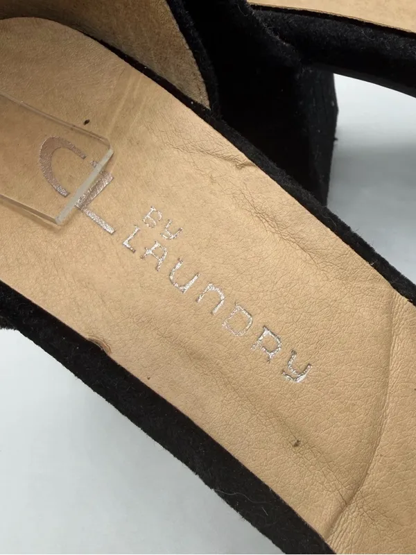 CL by Laundry Black Velvet Ankle Strap Block Heel Sandals Women’s 6M - Image 8