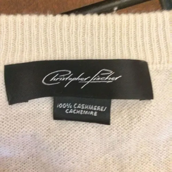 Christopher Fischer 100% cashmere cream sweater ruched sides large - Image 6