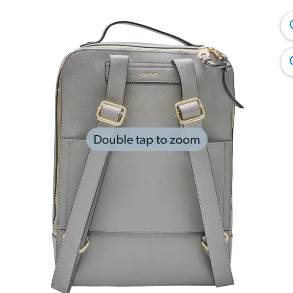 Calpak Gray Leather Backpack with Braided Trim and Gold Accents - Image 3