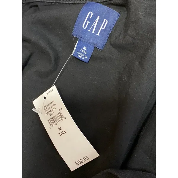 NEW Gap Womens Black Pleated Short Puff Sleeve Button Down Mini Shirt Dress Sz M - Image 3