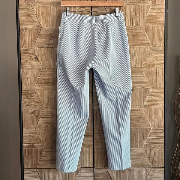 Women's Striped Light Blue and White Pants Size Small - Image 3