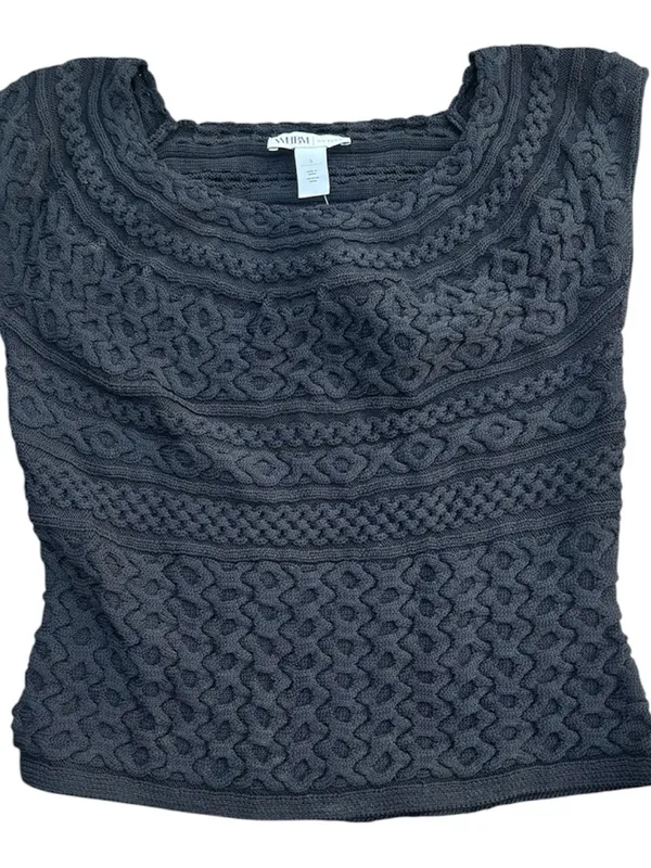 White House | Black Market Outlet Chic Capsule Vest Knit Top Textured Sleeveless Sweater Black Small - Image 6