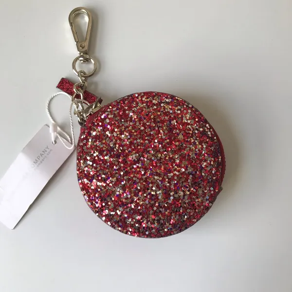 New York & Company Glitter Round Zipper Pouch Bag Charm Key Chain, NWT - Image 11