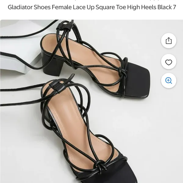 Elegant Women’s Lace Up Square Toe Black Heels Size US 9 - Image 5