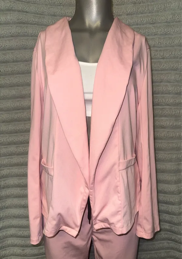 Women’s Pink Blazer & Pants Matching Set Size Medium - Image 3