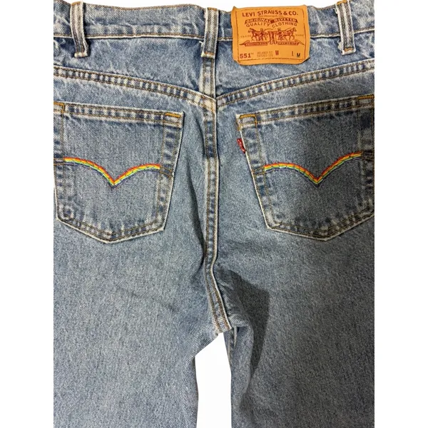 Levi's 551 Relaxed Fit Tapered Leg‎ Classic Blue Denim Jeans Women's Size 8 Med - Image 8