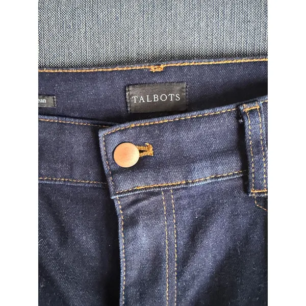 Talbots Dakota Wash Wide Leg Jeans Petite 8P Dark Wash High Rise Stretch Denim - Image 6