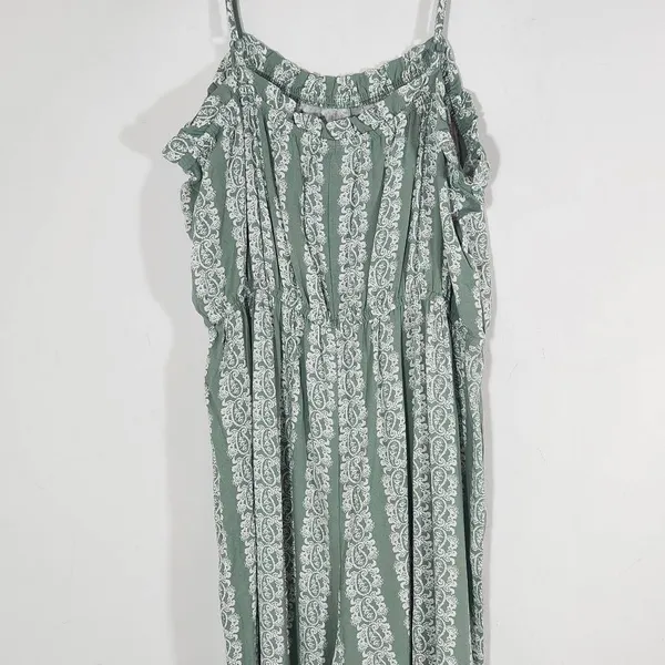 AUW Green Wide Leg Jumpsuit with Paisley Print and Cropped Pants NWT Size XL - Image 4