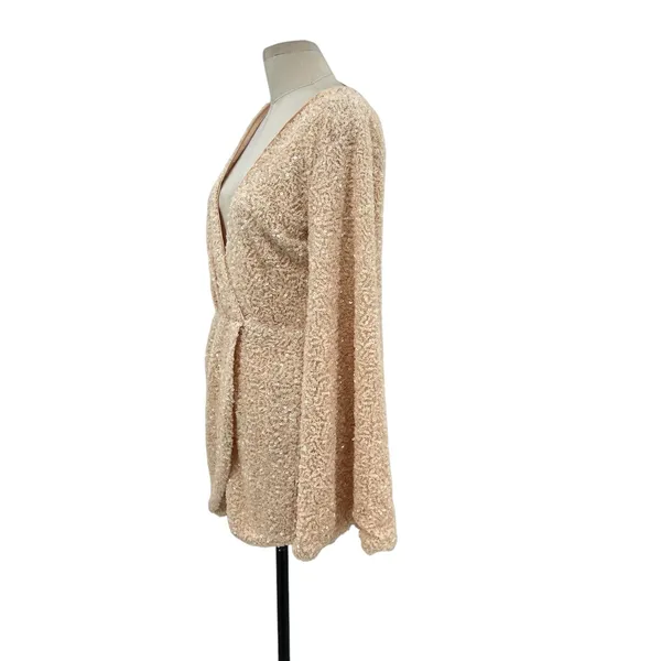 Michael Costello‎ x Revolve Valerie Dress Mini Long Sleeve Sequin Ivory Medium - Image 6