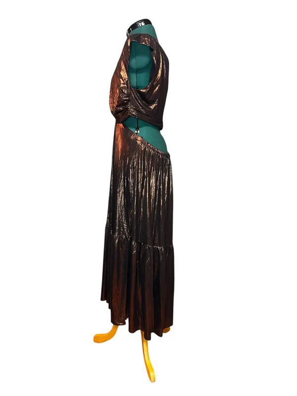 Sugarlips Marbella Bronze Metallic Cut Out Midi Dress XL - Image 6