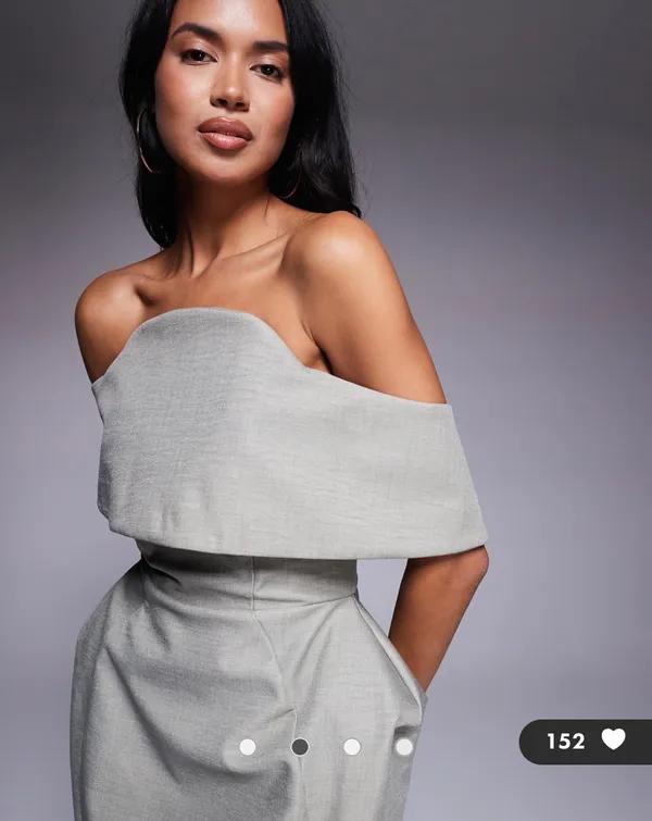 ASOS designs gray structured off shoulder padded hip mini dress 6 NWT - Image 2