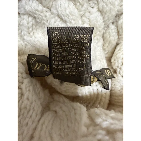 Inis Crafts Fisherman Cable Knit Turtleneck Sweater‎ Ivory Women's Size Small - Image 10