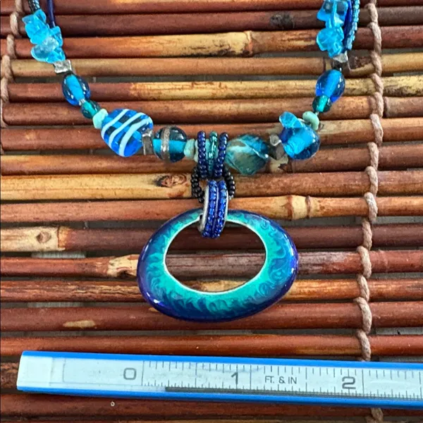 Chico's Vibrant Blue and Green Beaded Necklace 16”-20” - Image 4