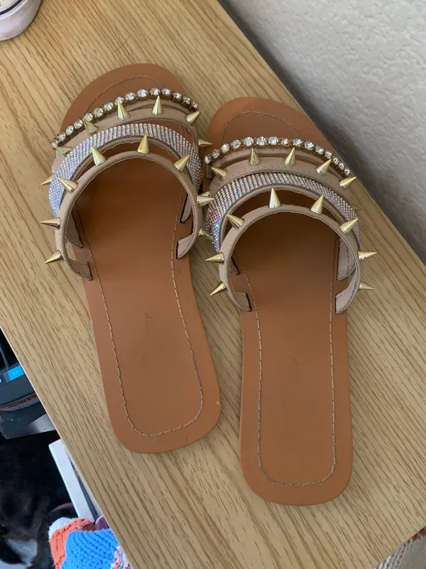 Rhinestone Studded Sandals Plus Free Gift Size 7 - Image 2