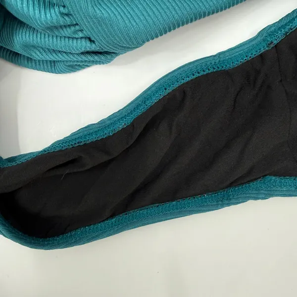 Summer Mae Maternity Swimsuit SZ Medium One Piece Teal Rib Ruffle V Neck NWT - Image 13