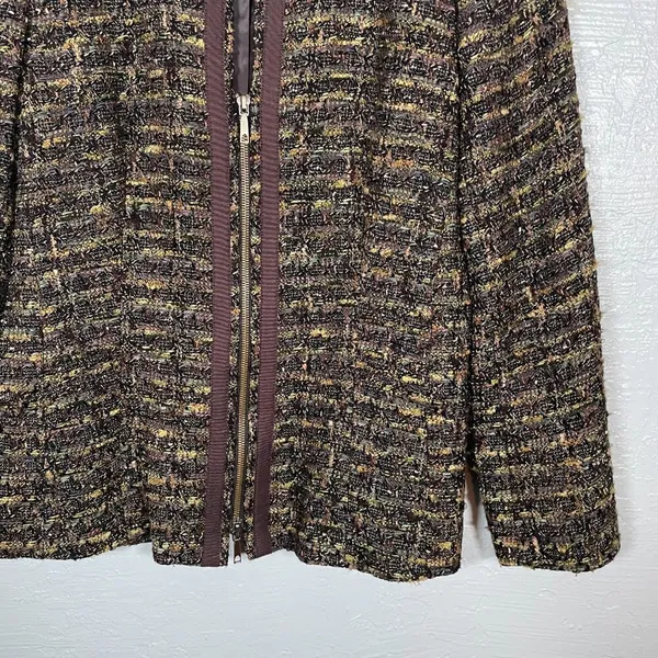 LAFAYETTE 148 Women 6 Brown Tweed Zip Up Blazer Suit Jacket Business Career - Image 2