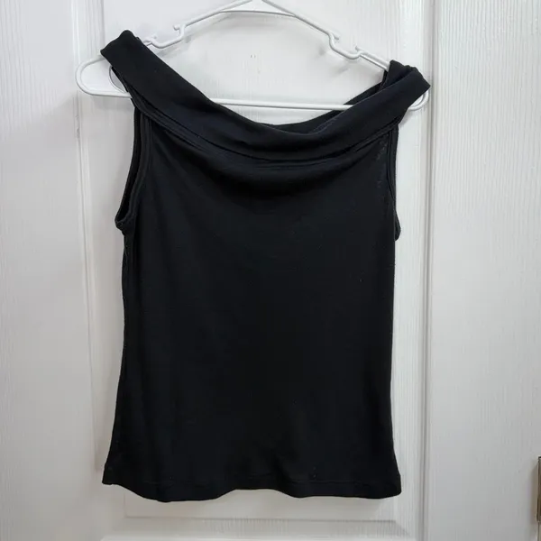 Vintage Adorence black off shoulder cotton blend sleeveless tank‎ top casual L - Image 4