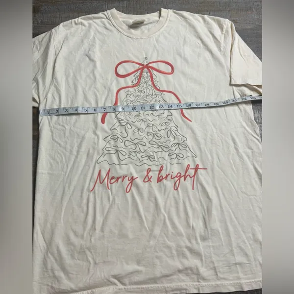 Comfort Colors Cream Tee with Festive Bow Tree Design - Image 5