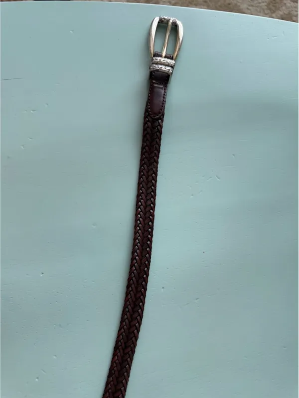 Talbots Genuine Leather Braided Brown Belt Size L - Image 5