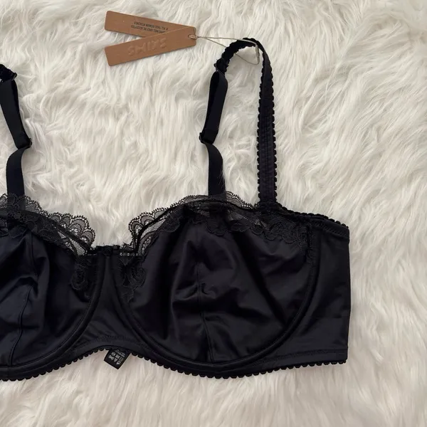 Skims Stretch Satin Lace Unlined Balconette Bra Onyx Size 42DD - Image 5