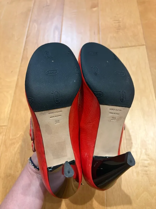 Navyboot Italy patent leather heel Mary Jane shoes red 38 7 - Image 6