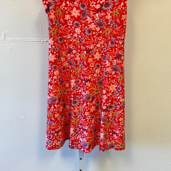 SO Red Floral Square Neck Mini Dress XS Sleeveless Fit & Flare Summer Boho Soft - Image 4