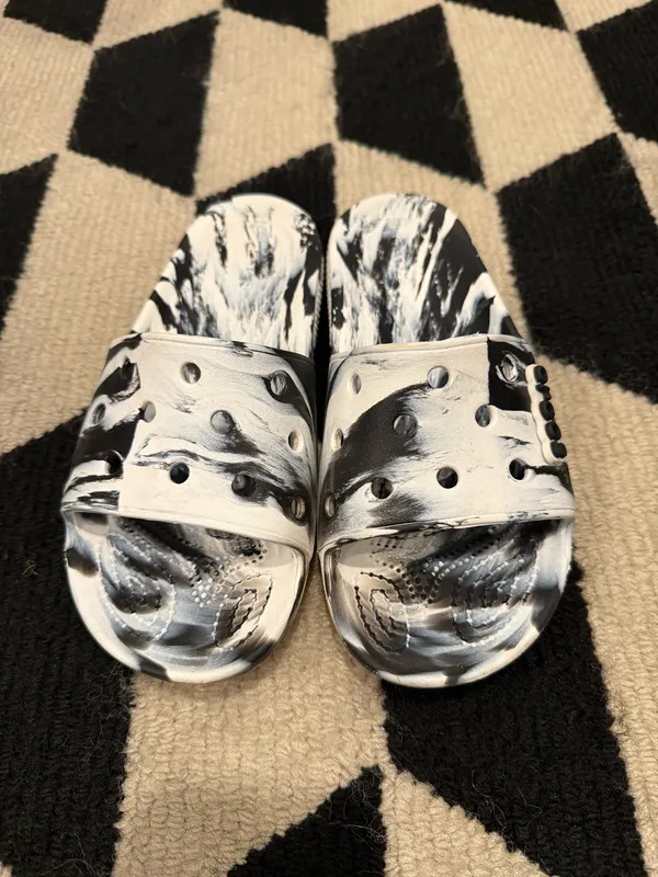 Crocs black and white marble slide slippers - Image 2