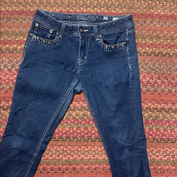 Miss Me Rhinestone Dark Wash Skinny Jeans - Image 3