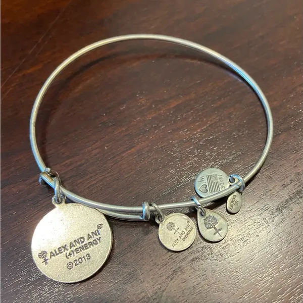 Alex and Ani charm bangle bracelet, silver toned - Image 2
