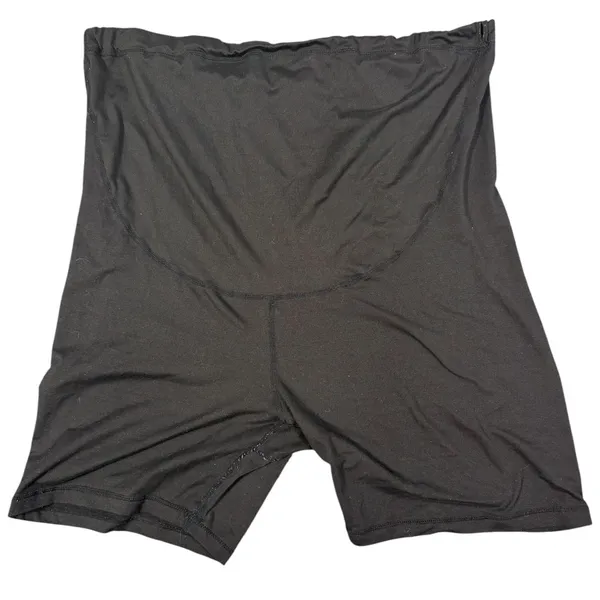 Maternity Biker Shorts Women's XL Black High Waist Full Panel Stretch Athletic - Image 2