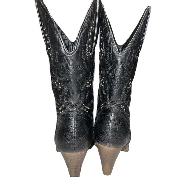 Corkys sage brushed black leather cowgirl boots. - Image 6