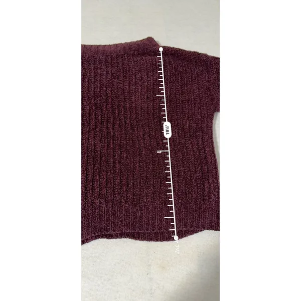 Express Womens Burgundy Chenille Cable Knit Pullover Sweater Size M Wine Red - Image 8