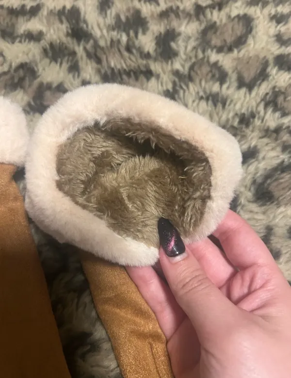 Fashion Gloves Faux-Shearling Cuff Suede - Image 3