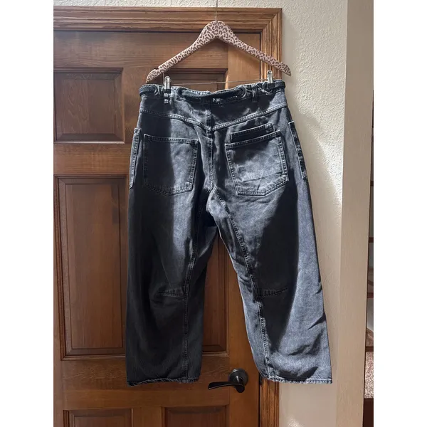 FREE PEOPLE Moxie Pull-On Barrel Jeans in Night Hawk Black Size 30 - Image 7