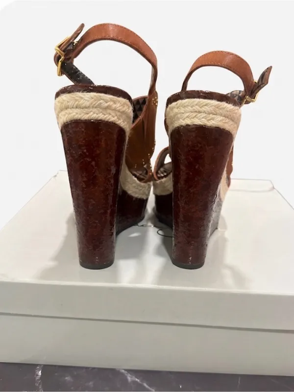 Jessica Simpson Brown Studded Espadrille Wedge Sandals - Image 4