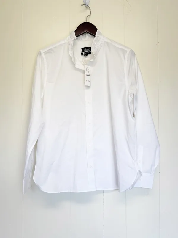 NWT J. CREW Jules Ruffle Collar Shirt Cotton Poplin White - Image 4