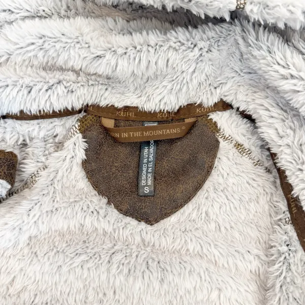 Kuhl Womens Flight Fleece Hooded Vest‎ Small Outerwear Hiking Cozy Fuzzy Cream - Image 7