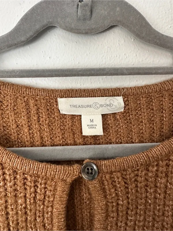 Treasure & Bond Camel Brown Button-Front Knit Cardigan - Image 3