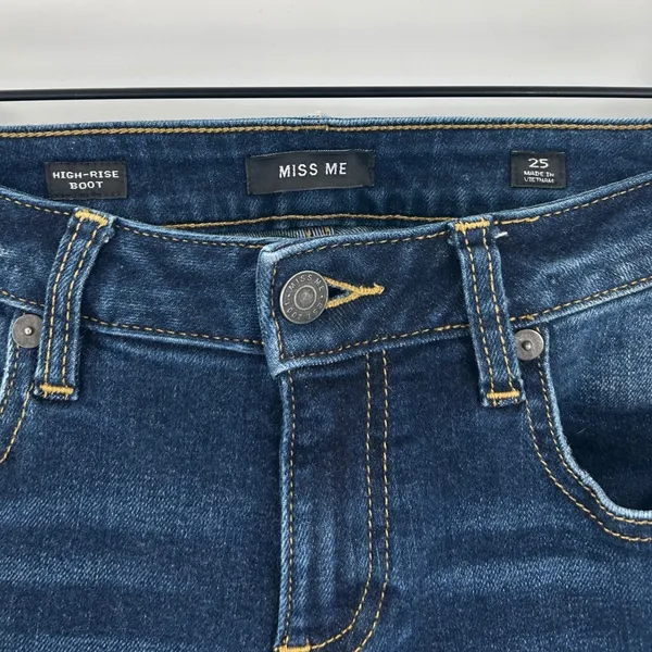 Miss Me‎ Womens High Rise Bootcut Distressed Back Flap Pocket Jeans Size 25x33 - Image 4
