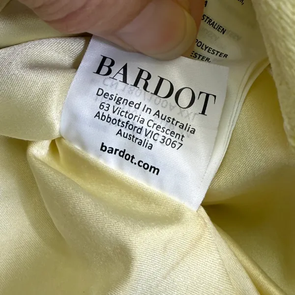Bardot Yellow Guipure Lace Sheath Midi Dress 12 XL Square Neck Spaghetti Straps - Image 10